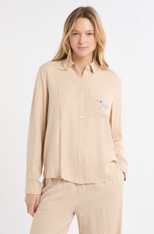 Holga črtast zgornji del pižame z vezenino