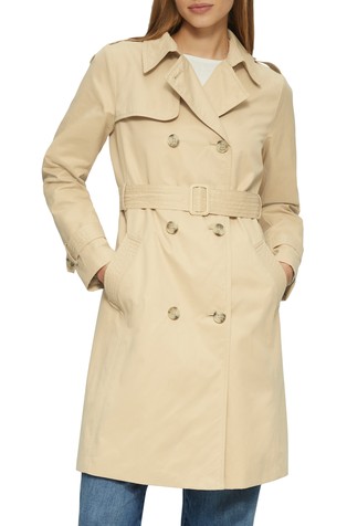 Water-repelent trench coat with striped lining