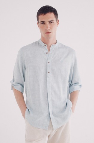 3/4 linen viscose mao shirt