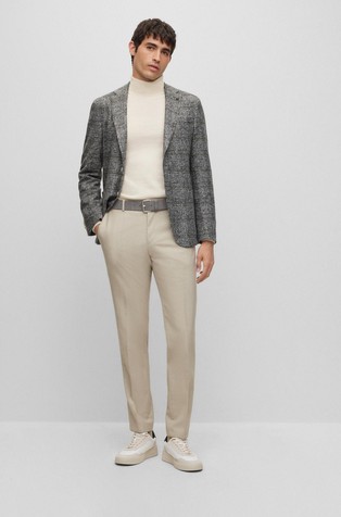 Slim fit karirast suknjič iz deviške volne