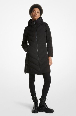 michael kors black longline puffer coat