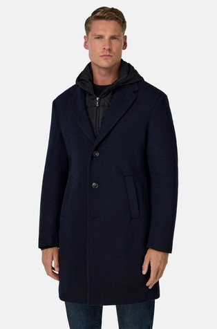 Plašč iz volnene mešanice z odstranljivim vstavkom s kapuco