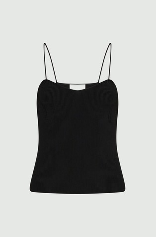 MARELLA Monochrome rebrast top s tankimi naramnicami Črna - Black 3