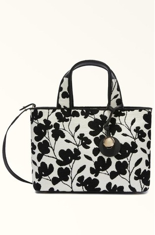 FURLA Small Tote Bag in Chenille Toni Marshmallow/Black 1