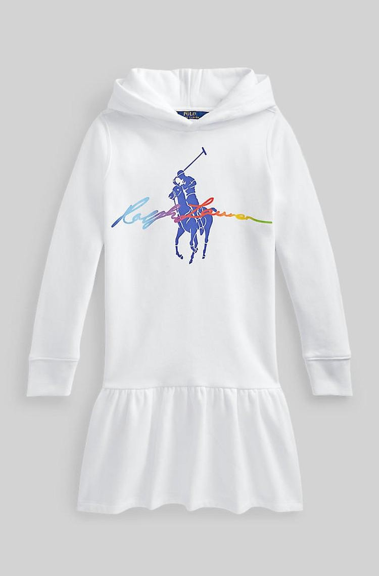 RALPH LAUREN Big Pony obleka s kapuco Bela - White 