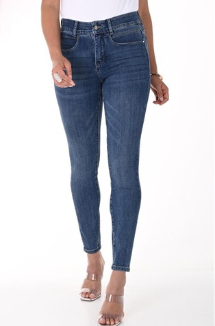 Jeans hlače z visokim pasom in učinkom oblikovanja postave