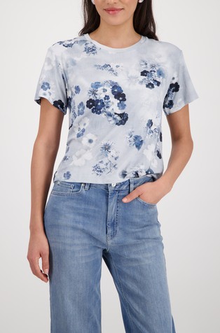 Majica iz bombažne mešanice s cvetličnim vzorcem