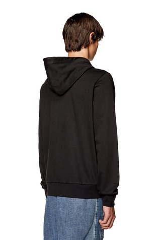 DIESEL Zip-up hoodie with crest logo patch Black 2