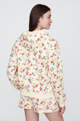 GAP Relaxed Gap Logo Hoodie Red Floral Print 3