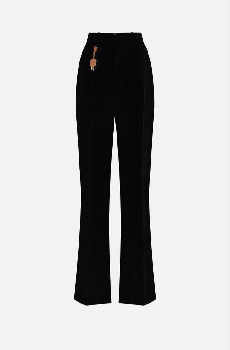 ELISABETTA FRANCHI Linen-blend gabardine trousers with darts Black 