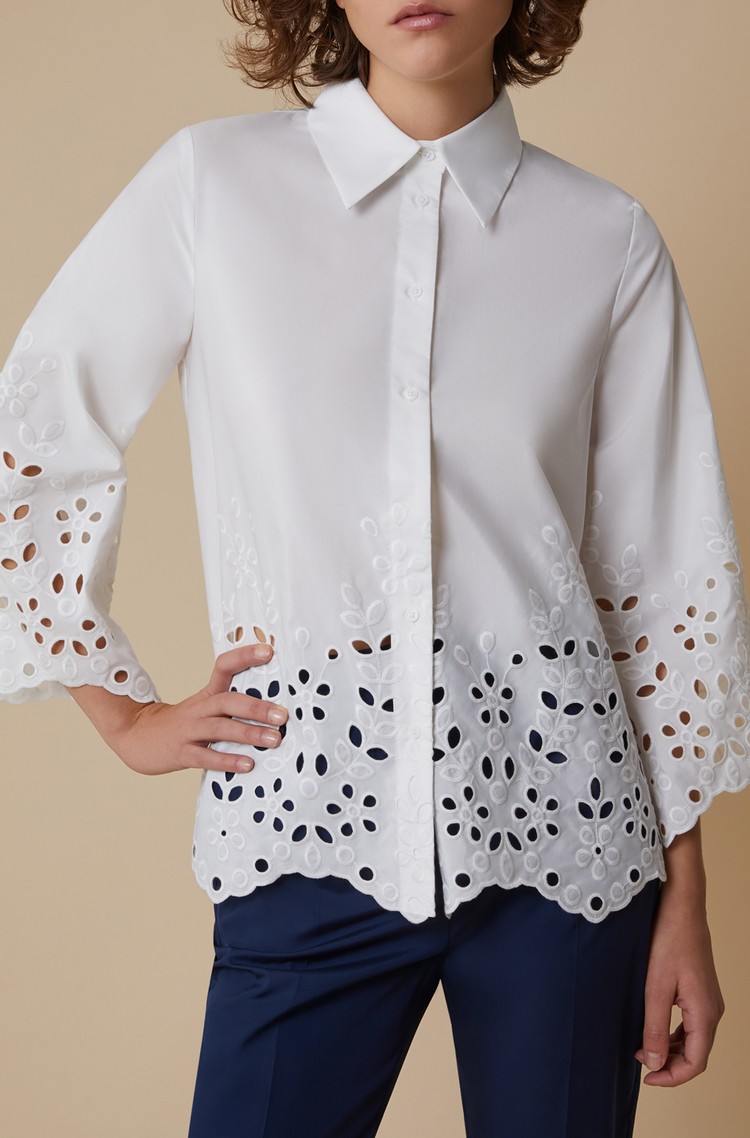 PENNYBLACK Satin shirt with embroideries White 