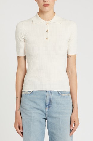 Pletena polo majica s kratkimi rokavi iz viskozne mešanice