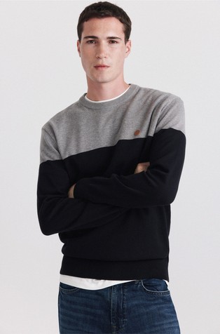 Colour block knit cotton jumper