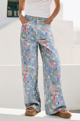Printed Wide leg Jeans