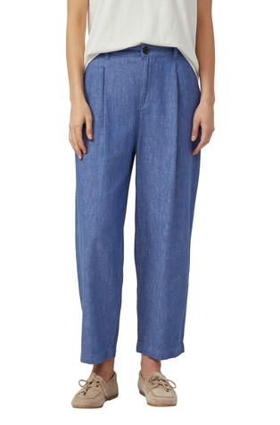 Hlače iz lanene mešanice s širokimi hlačnicami