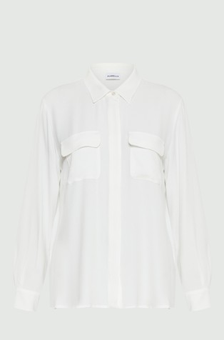 MARELLA Silk-blend crêpe de chine shirt White 3