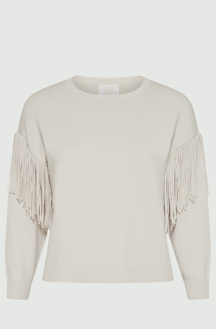 MARELLA Monochrome viscose-blend sweater with tassel detail Wool White 