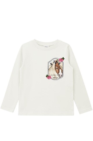 Cotton T-shirt with print and sequins