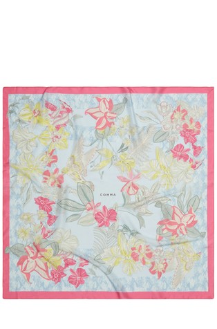 Silk blend scarf with floral pattern