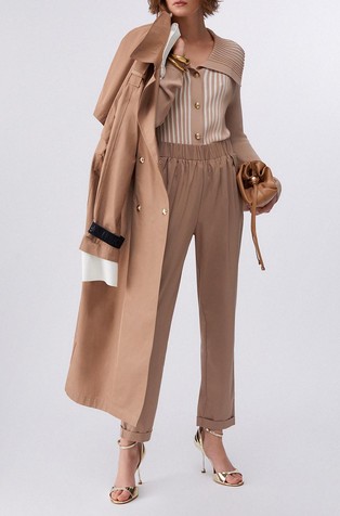 Cropped trousers with elasticated waistband