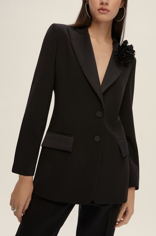 Single-breasted blazer with flower detail