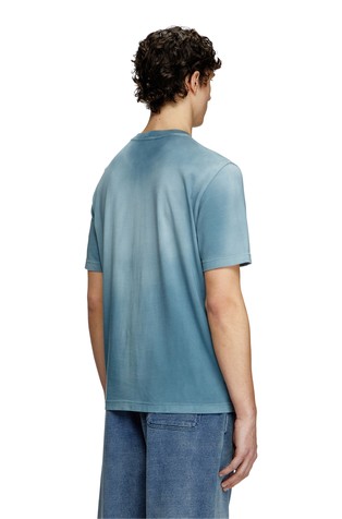 DIESEL Faded T-shirt with micro logo embroidery Light Blue 2