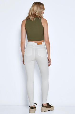 NOISY MAY NMCALLIE high waist skinny fit jeans Bright White 2