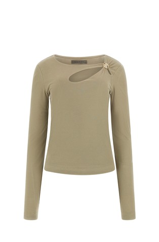 Ribbed top with peek-a-boo cutout