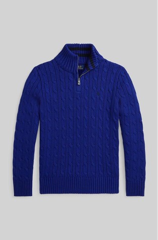 Cable-Knit Cotton Quarter-Zip Sweater