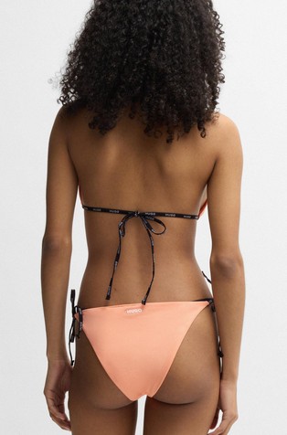 HUGO BOSS Triangle bikini top with contrast logo straps Orange 2