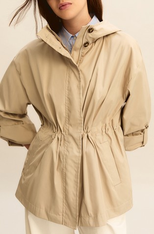 Nylon jacket with hood