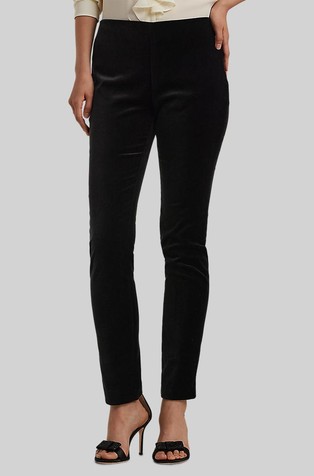 Stretch velvet skinny ankle pant