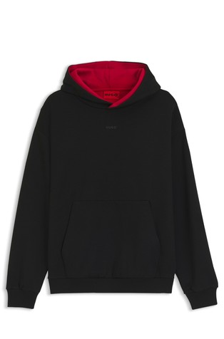 Relaxed fit pulover s kapuco iz raztegljivega bombaža