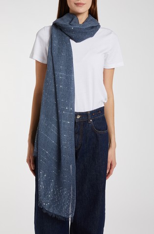 MARELLA Sequin-adorned viscose-blend stole Light Blue 4