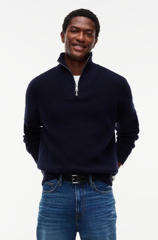 Fisherman Rib-Knit Half-zip Relaxed Jumper