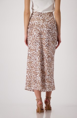 MONARI Long skirt with leopard pattern Camel / White 3