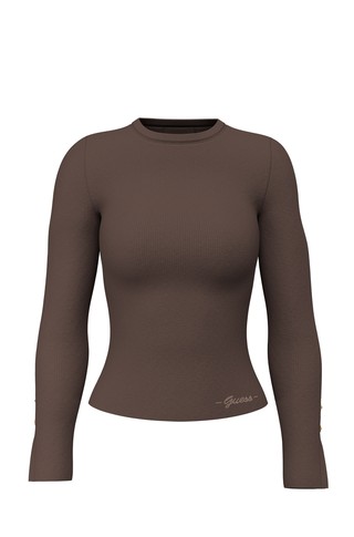 Ribbed sweater with buttons on sleeves