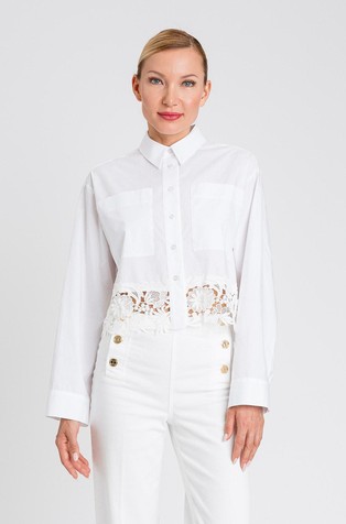 Boxy poplin shirt with lace