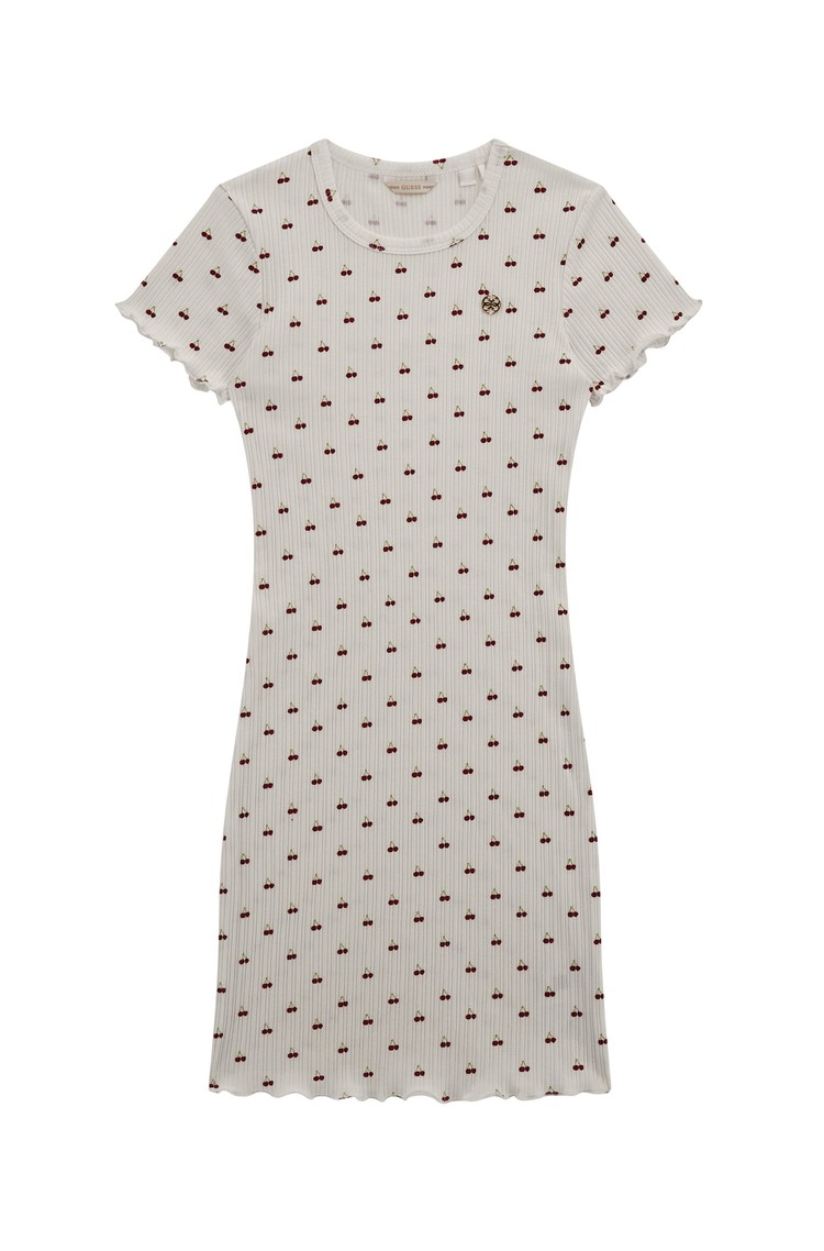 GUESS Cotton-blend patterned short sleeve dress Call Me Cherry Print 