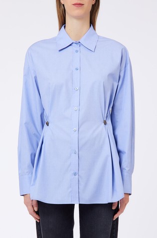 Cotton shirt with buttoned pleats