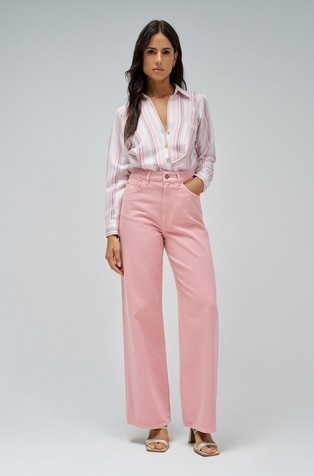 SALSA JEANS Striped shirt in viscose-blend Pearl / Pink 4