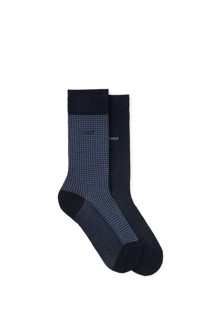 HUGO BOSS Paket 2 parov nogavic iz bombažne mešanice Modra - Dark Blue 