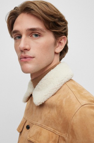 HUGO BOSS Suede jacket with teddy collar Beige 4