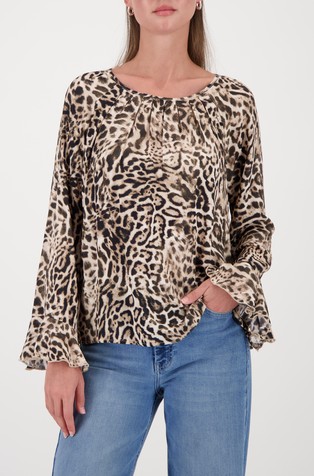 Viscose blouse with leopard pattern