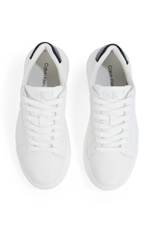 CALVIN KLEIN Leather Trainers With Contrast Heel Counter White 5