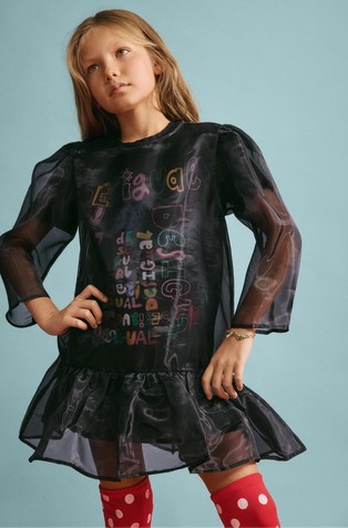 Dvoslojna mini obleka z logo potiskom