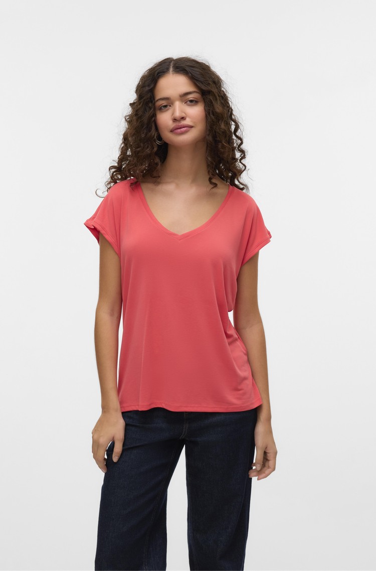 VERO MODA VMFILLI T-shirt in modal-blend Washed Red 