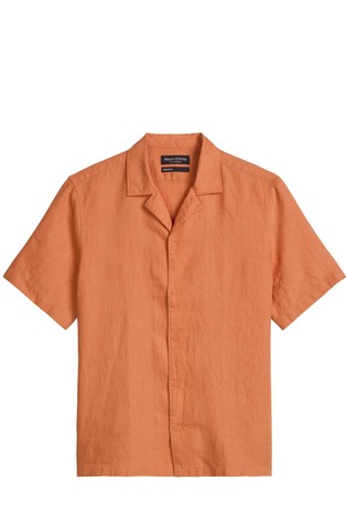 Regular fit short-sleeved linen shirt