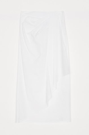 Asymmetric cotton poplin skirt