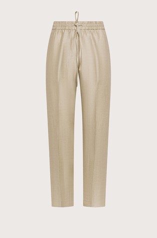 Hlače iz lanene mešanice z elastičnim pasom